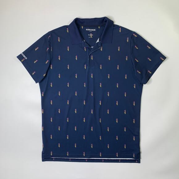 Bonobos Shirt Mens L Large Navy Blue SLIM Fit Stretch Performance Active Golf - Picture 2 of 11